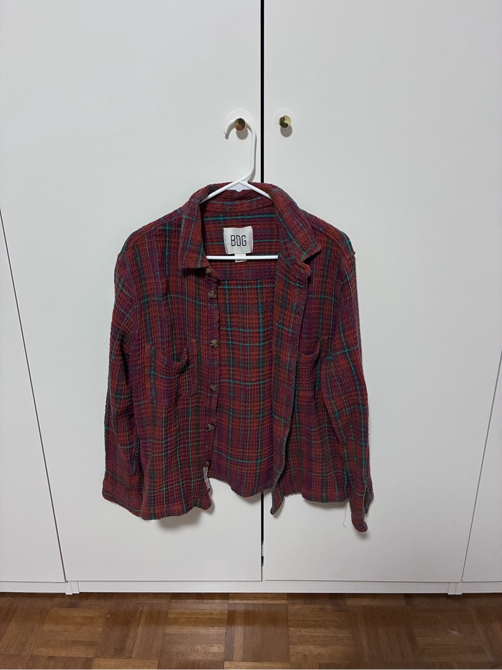 BDG Red Plaid Button-Up Jacket